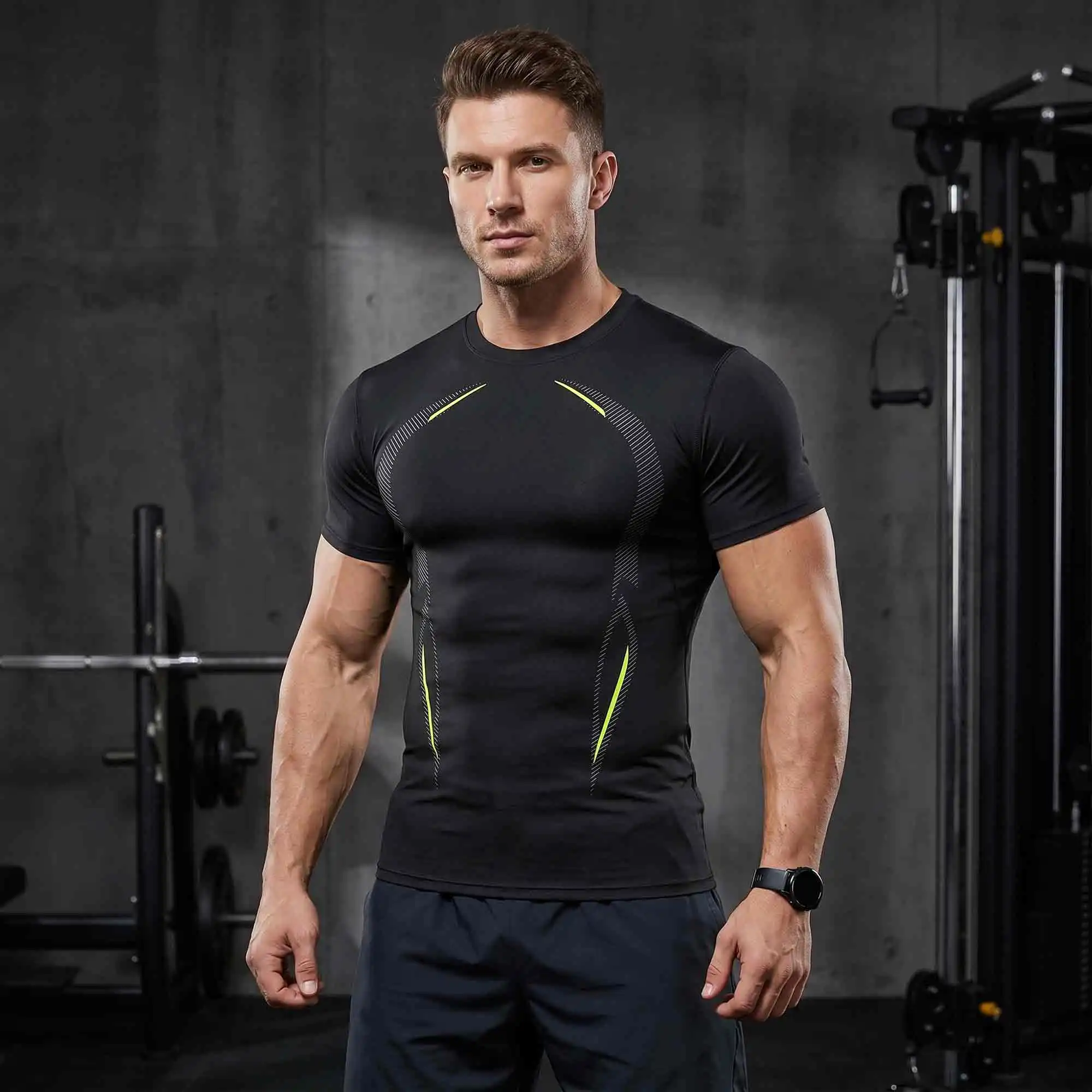 3-Pack Men's Compression Shirts Short Sleeve - Image 1