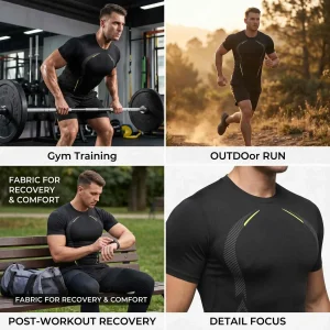 3-Pack Men's Compression Shirts Short Sleeve - Thumbnail Image 5